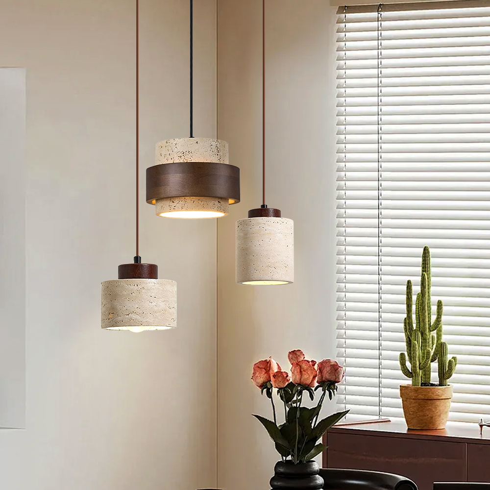 Wabi-sabi Wooden Patchwork Small Pendant Light for Dining Room Ambiance