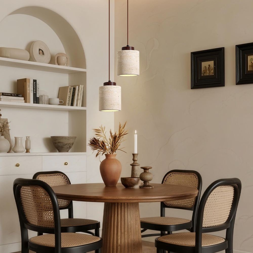 Wabi-sabi Wooden Patchwork Small Pendant Light for Dining Room Ambiance