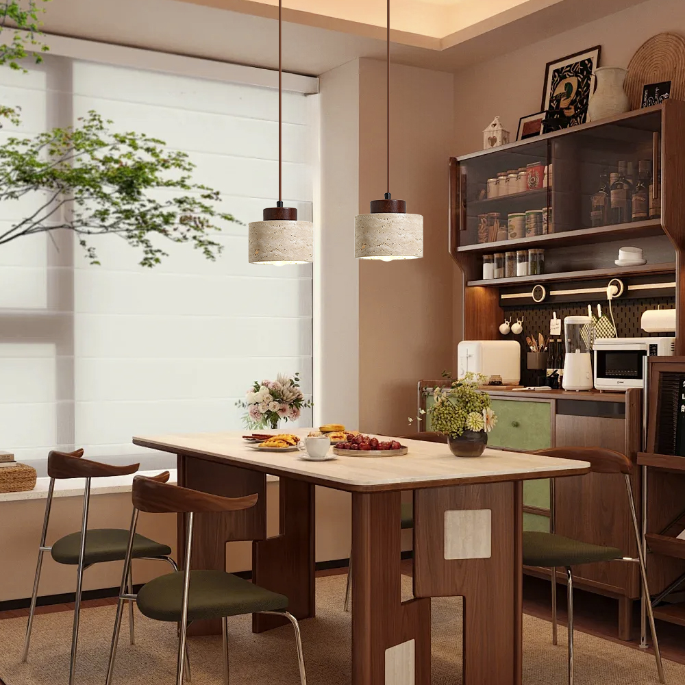 Wabi-sabi Wooden Patchwork Small Pendant Light for Dining Room Ambiance