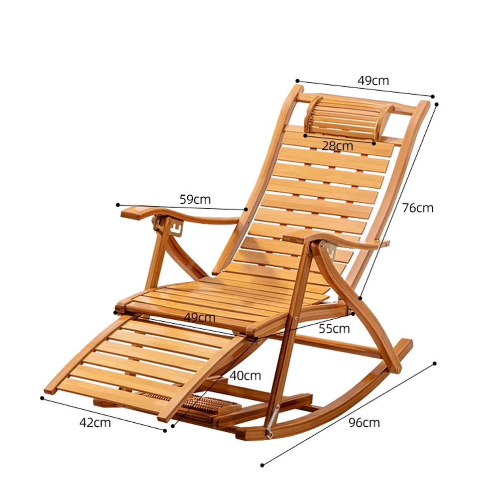 Handmade Bamboo Chair Rocking Chair Recliner Foldable Suitable for Living Room Balcony