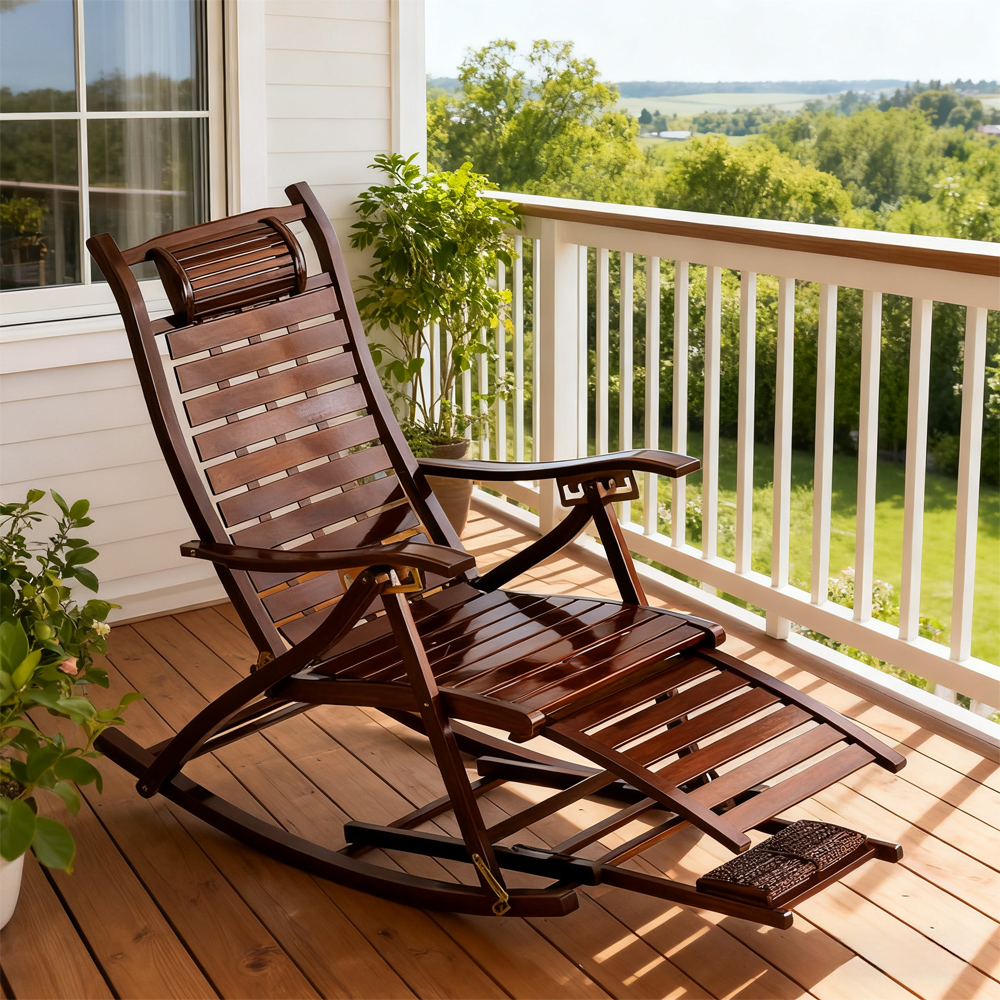 Handmade Bamboo Chair Rocking Chair Recliner Foldable Suitable for Living Room Balcony