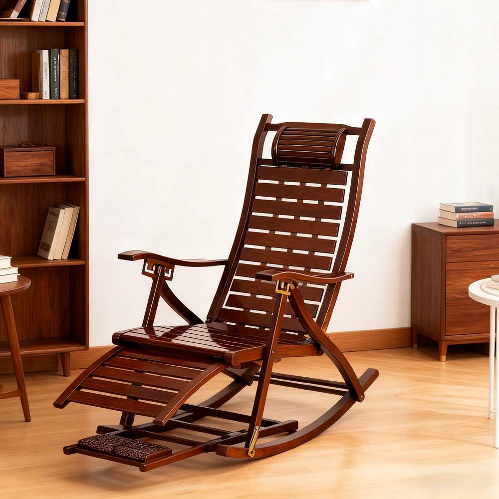 Handmade Bamboo Chair Rocking Chair Recliner Foldable Suitable for Living Room Balcony