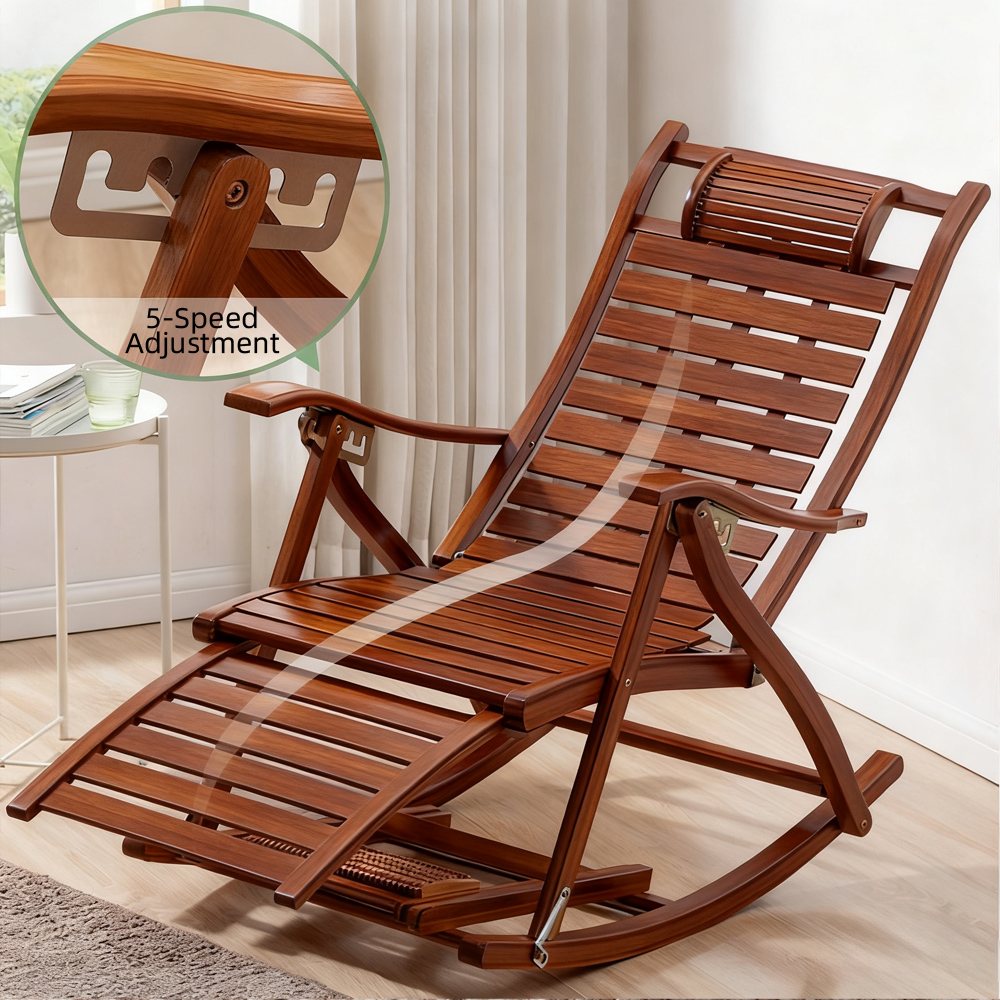 Handmade Bamboo Chair Rocking Chair Recliner Foldable Suitable for Living Room Balcony