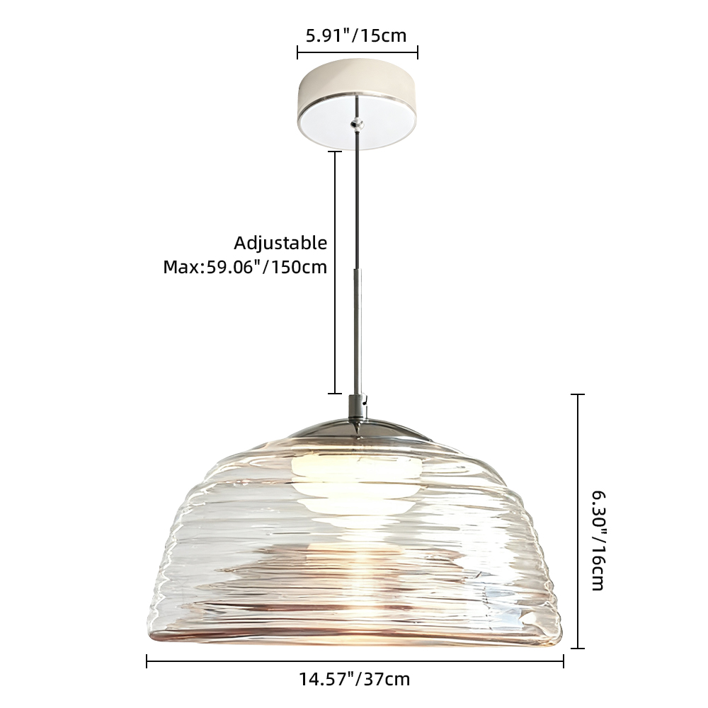 Bauhaus Corrugated Glass Single-head Pendant Light Minimalist Dining Table Lamp