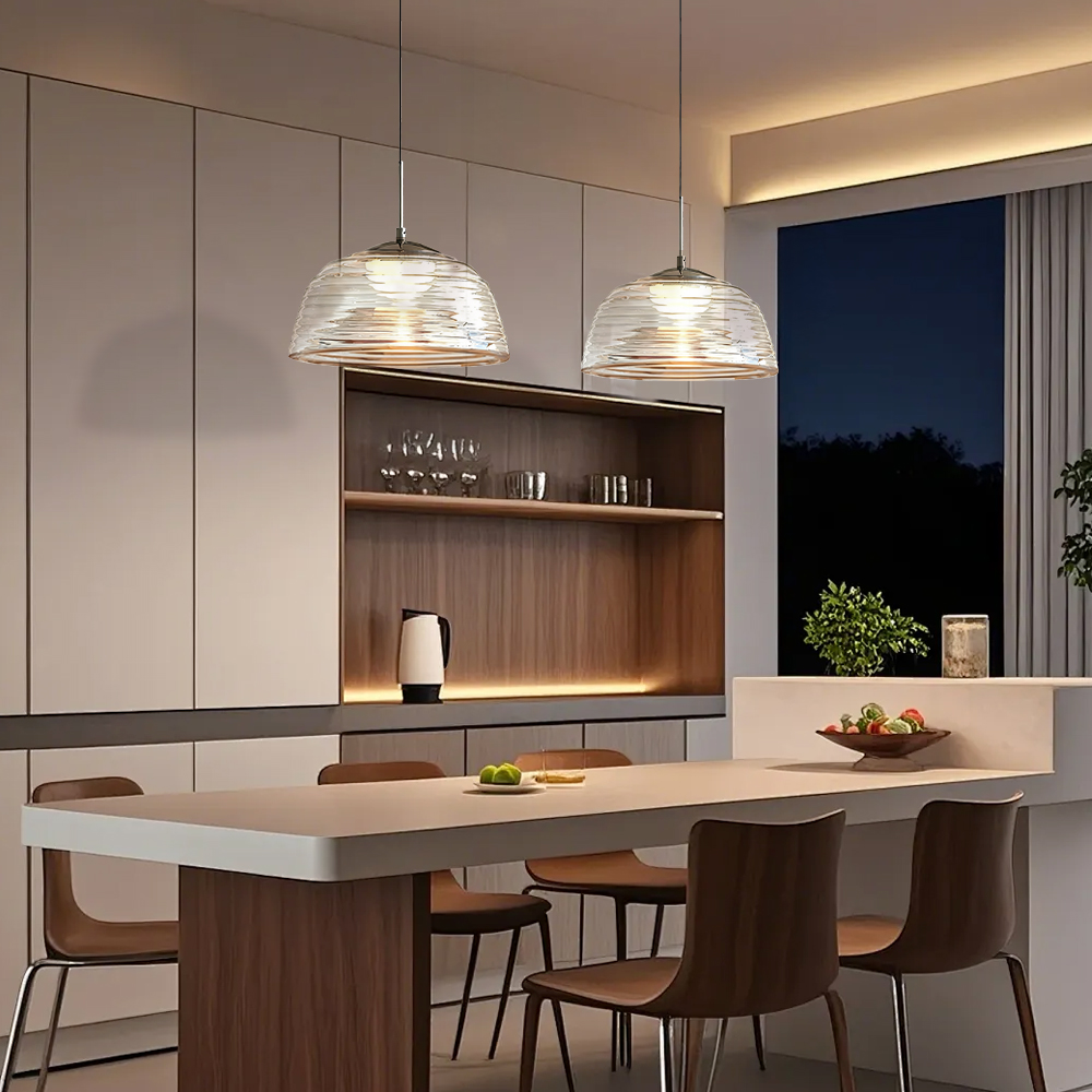 Bauhaus Corrugated Glass Single-head Pendant Light Minimalist Dining Table Lamp