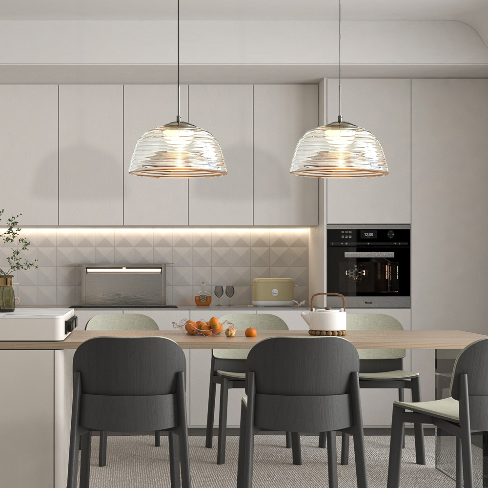 Bauhaus Corrugated Glass Single-head Pendant Light Minimalist Dining Table Lamp