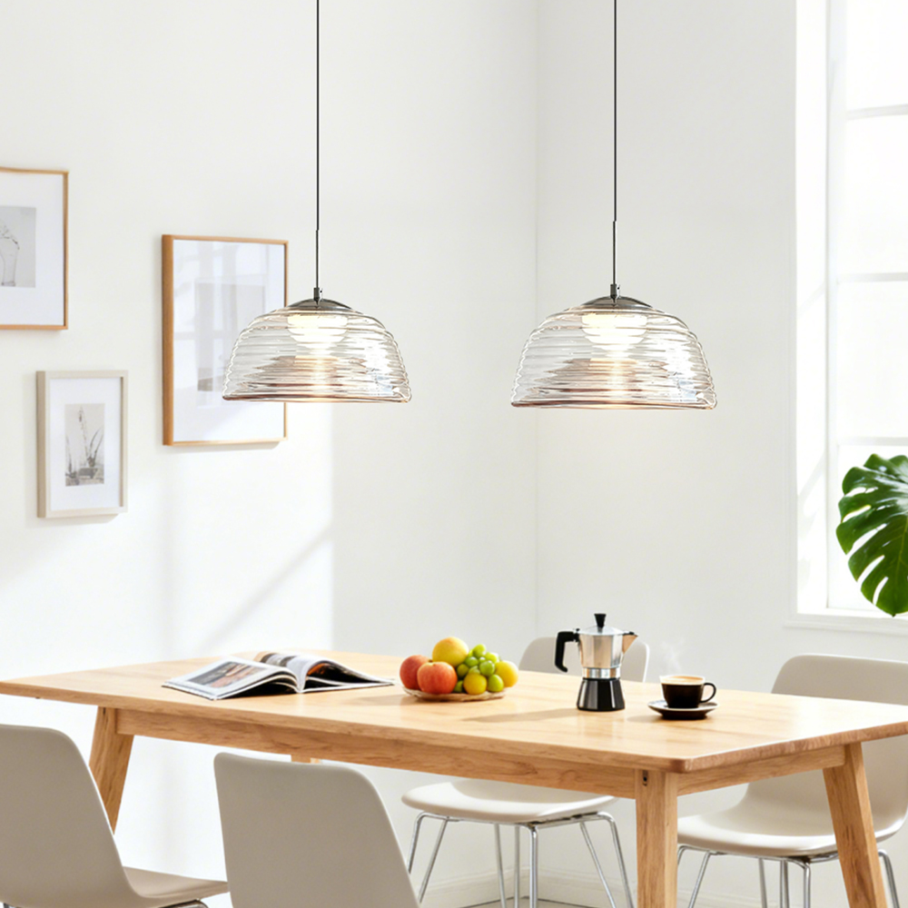 Bauhaus Corrugated Glass Single-head Pendant Light Minimalist Dining Table Lamp