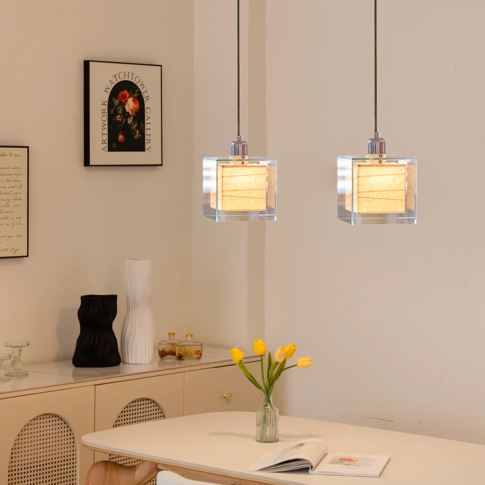 Nordic Transparent Glass Cube Mini Pendant Light