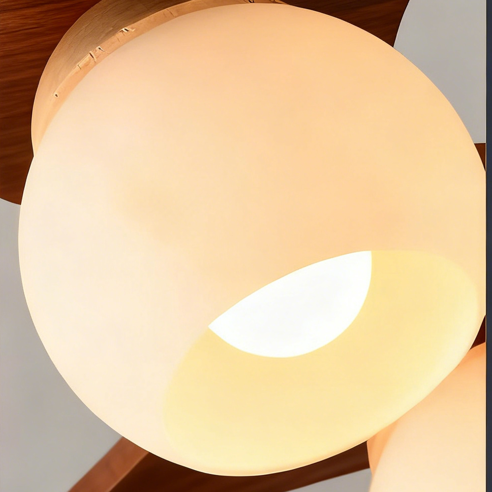 5 Head Nordic Walnut Wood Pendant Light  for Living Room