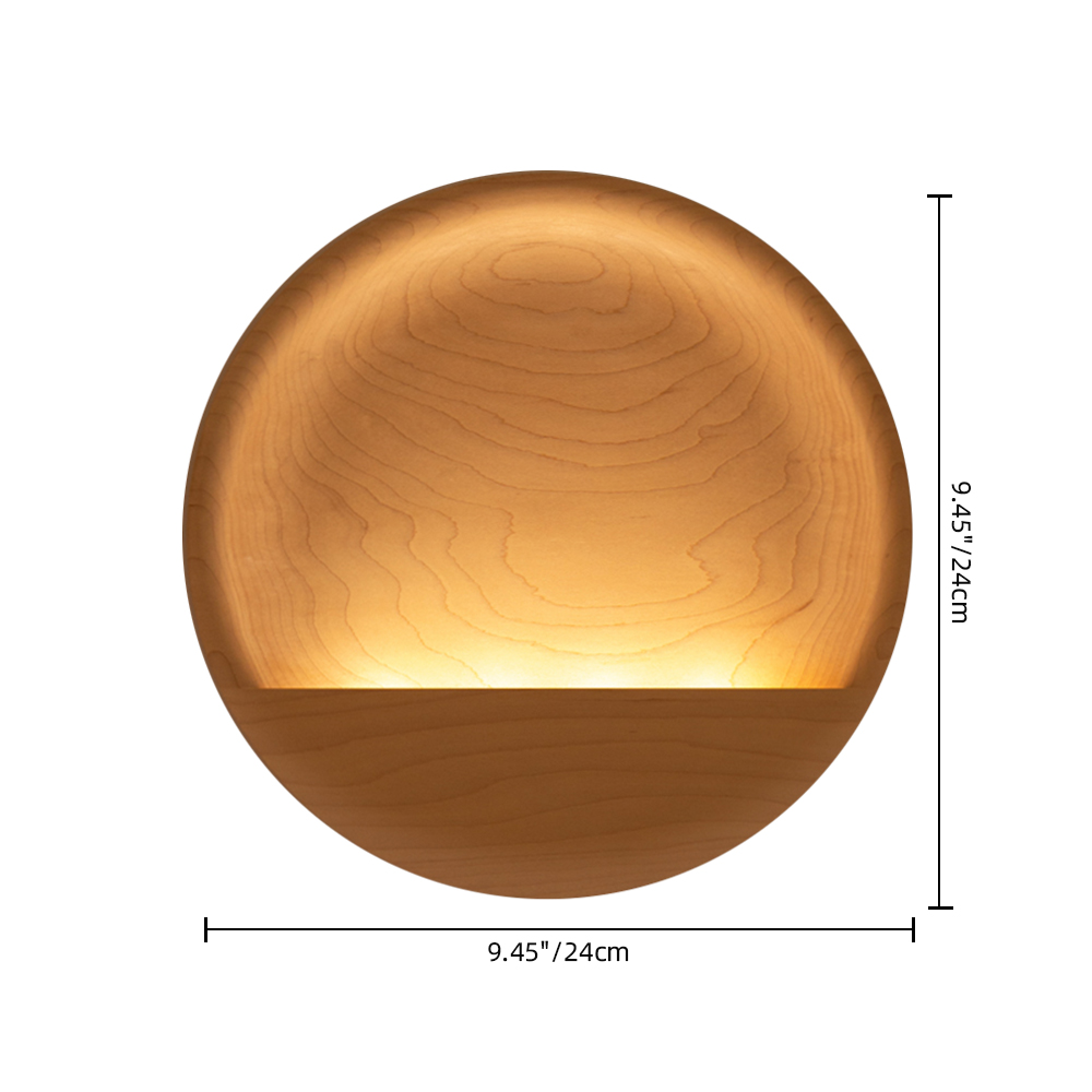 Nordic Solid Wood Sunrise Wall Lamp Bedside Light