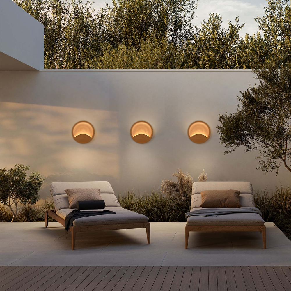 Nordic Solid Wood Sunrise Wall Lamp Bedside Light