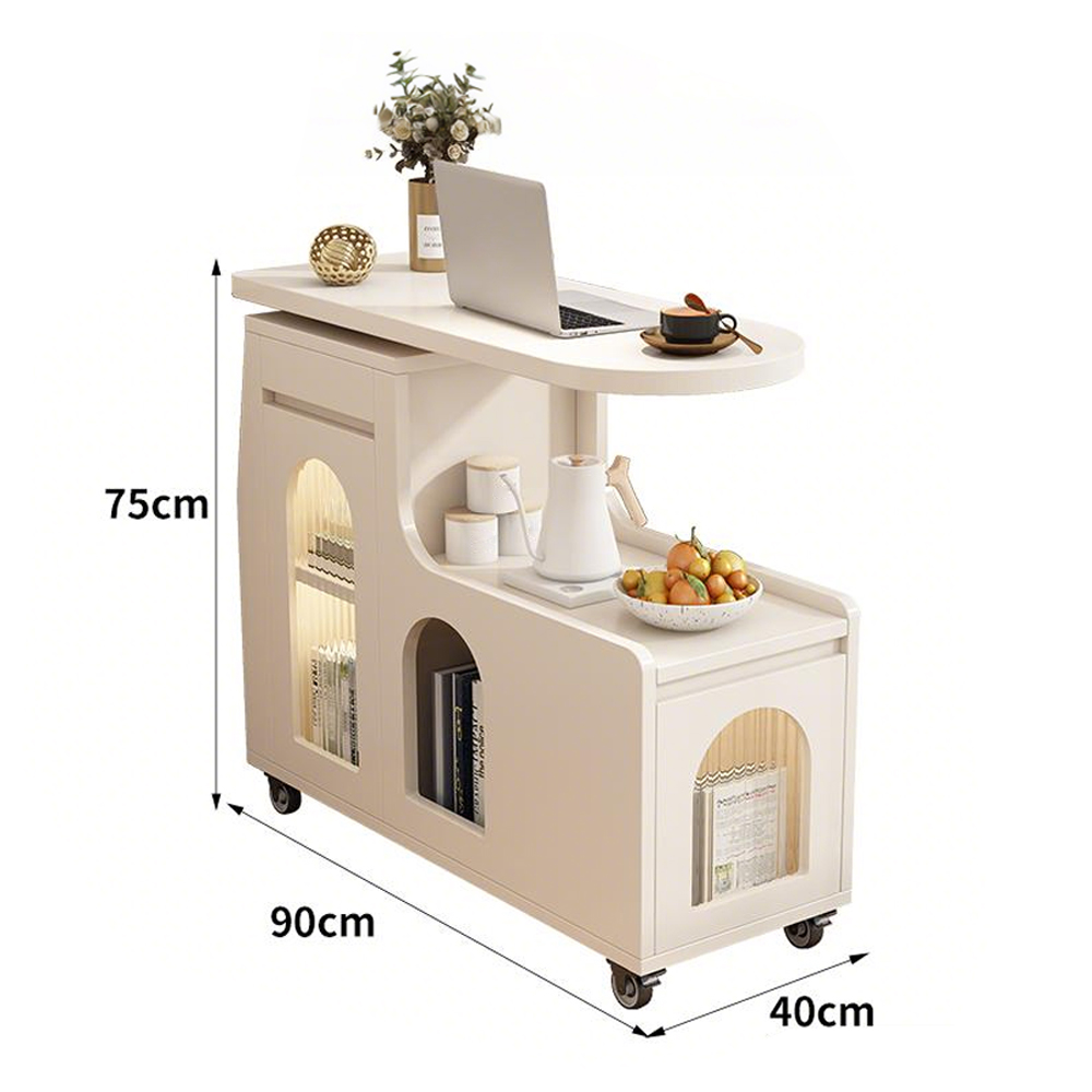 Movable Rotating Side Table Sofa Side Cabinet Living Room Storage Shelf