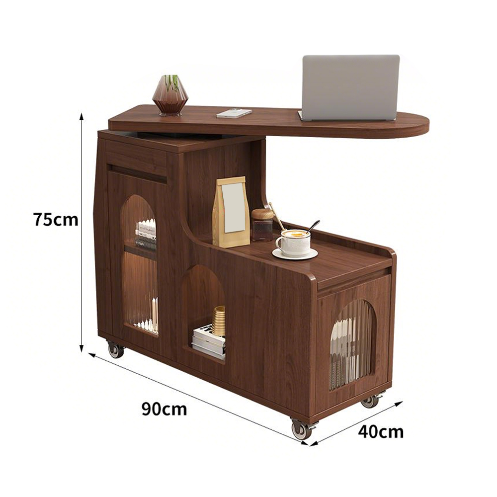 Movable Rotating Side Table Sofa Side Cabinet Living Room Storage Shelf