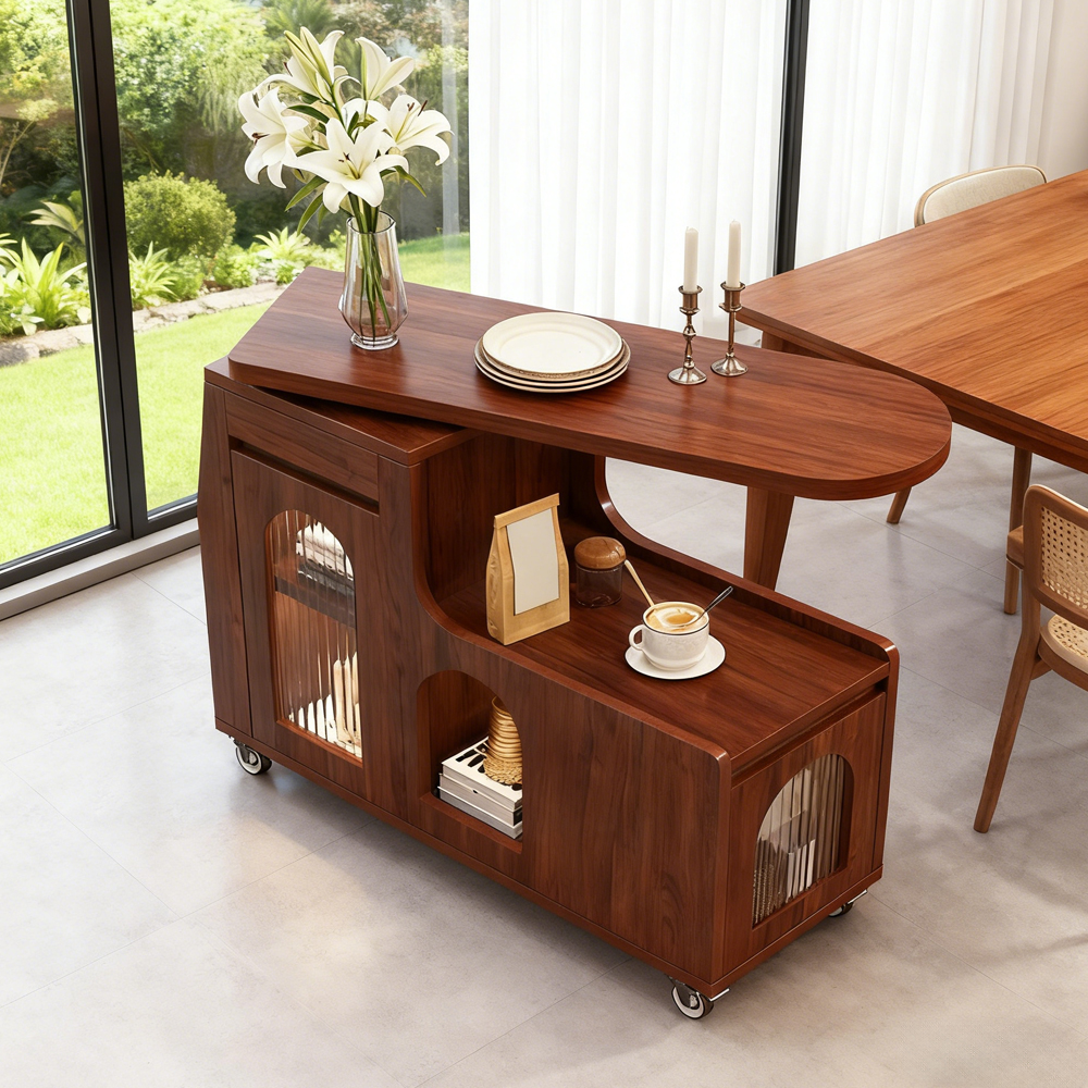 Movable Rotating Side Table Sofa Side Cabinet Living Room Storage Shelf