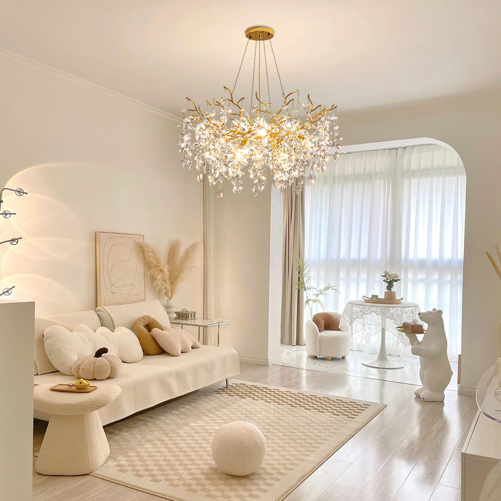 French Crystal Pendant Light Living Room Lamp