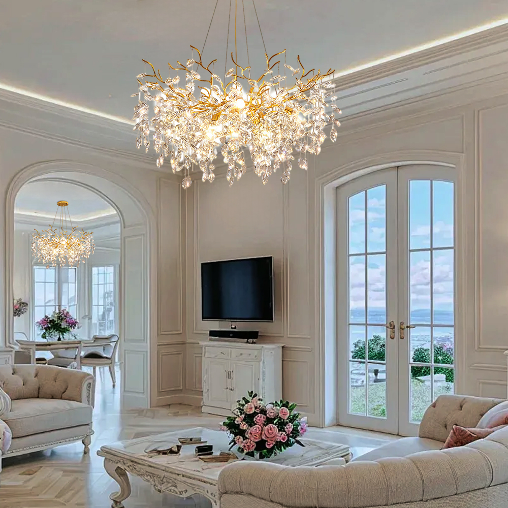 French Crystal Pendant Light Living Room Lamp