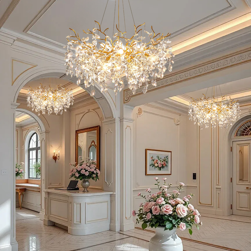 French Crystal Pendant Light Living Room Lamp