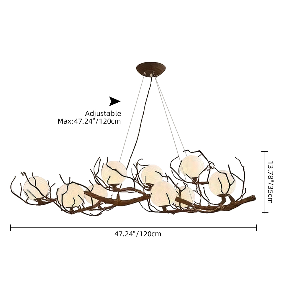 Wabi Sabi Style Branch Sphere Chandelier Living Room Artistic Ambience Lamp