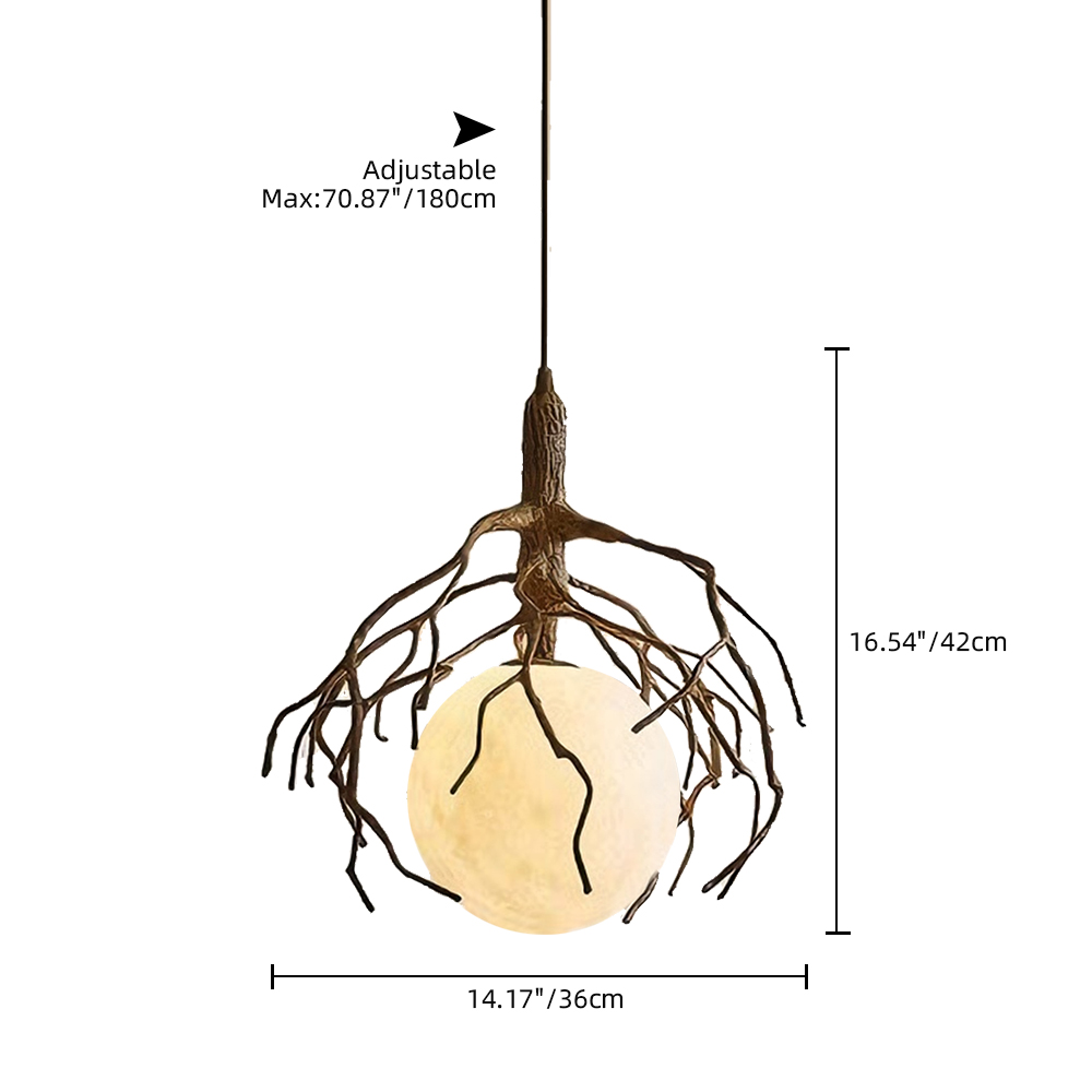 Wabi Sabi Style Branch Sphere Chandelier Living Room Artistic Ambience Lamp