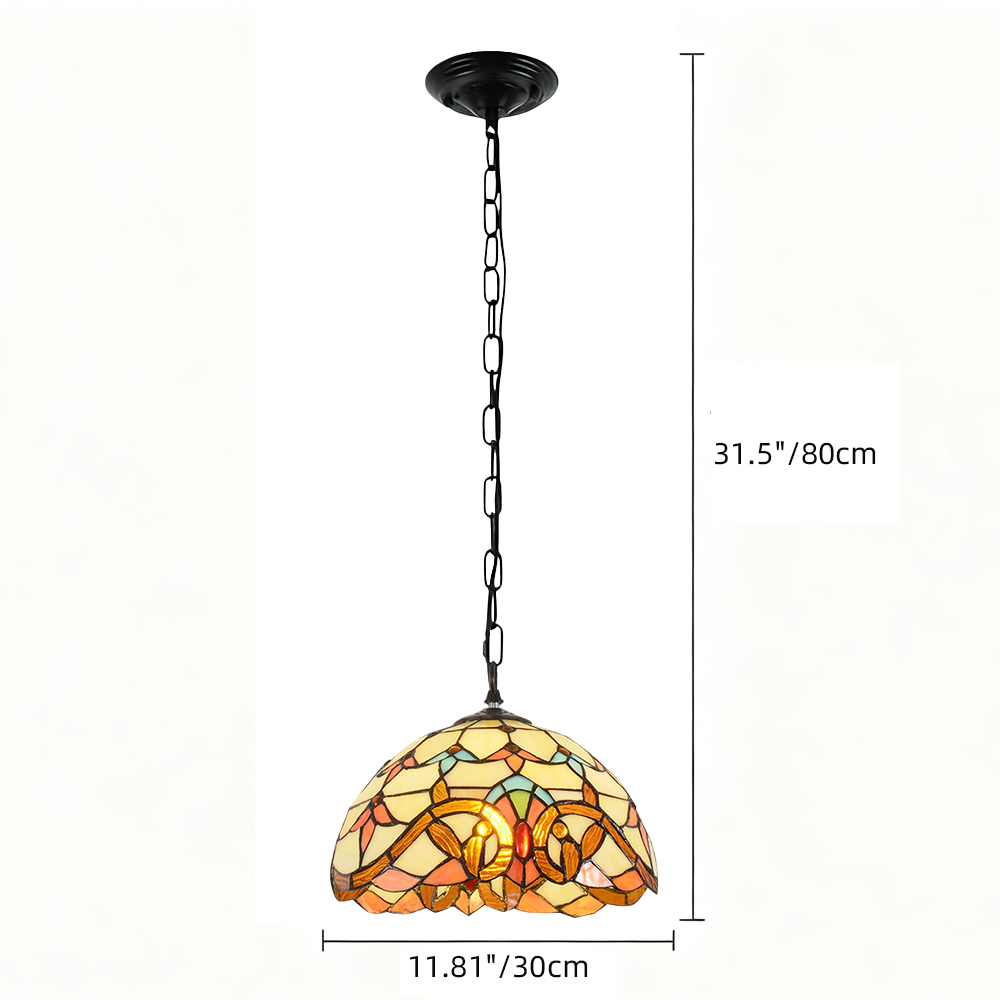 Vintage Baroque Stained Glass Pendant Lamp for Restaurant Art Lighting
