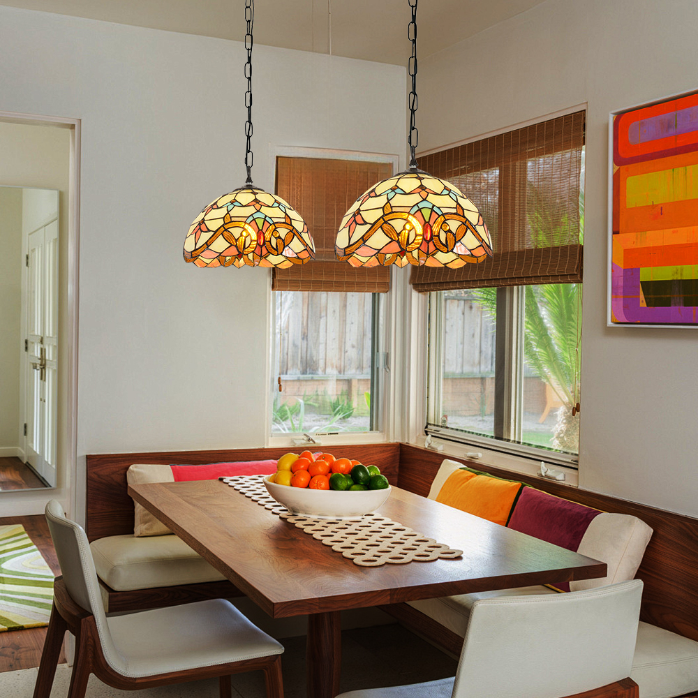 Vintage Baroque Stained Glass Pendant Lamp for Restaurant Art Lighting