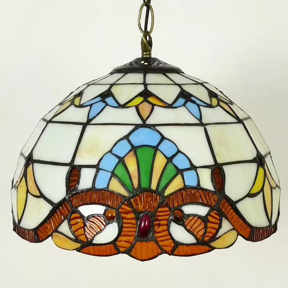 Vintage Baroque Stained Glass Pendant Lamp for Restaurant Art Lighting