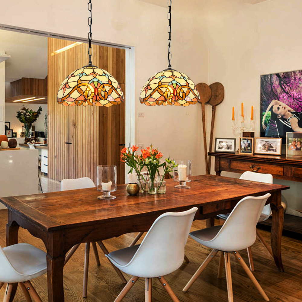 Vintage Baroque Stained Glass Pendant Lamp for Restaurant Art Lighting