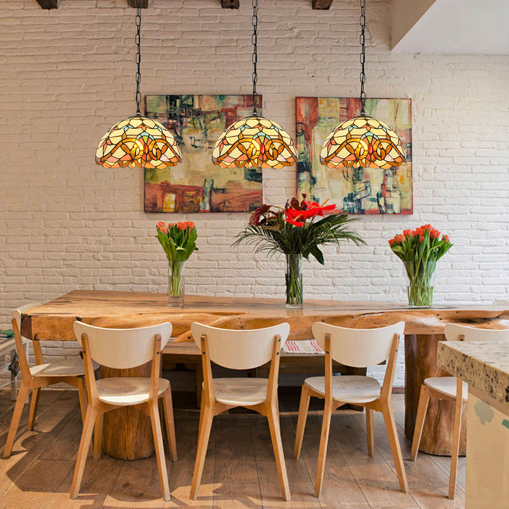 Vintage Baroque Stained Glass Pendant Lamp for Restaurant Art Lighting