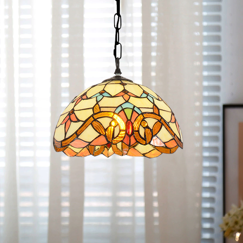 Vintage Baroque Stained Glass Pendant Lamp for Restaurant Art Lighting