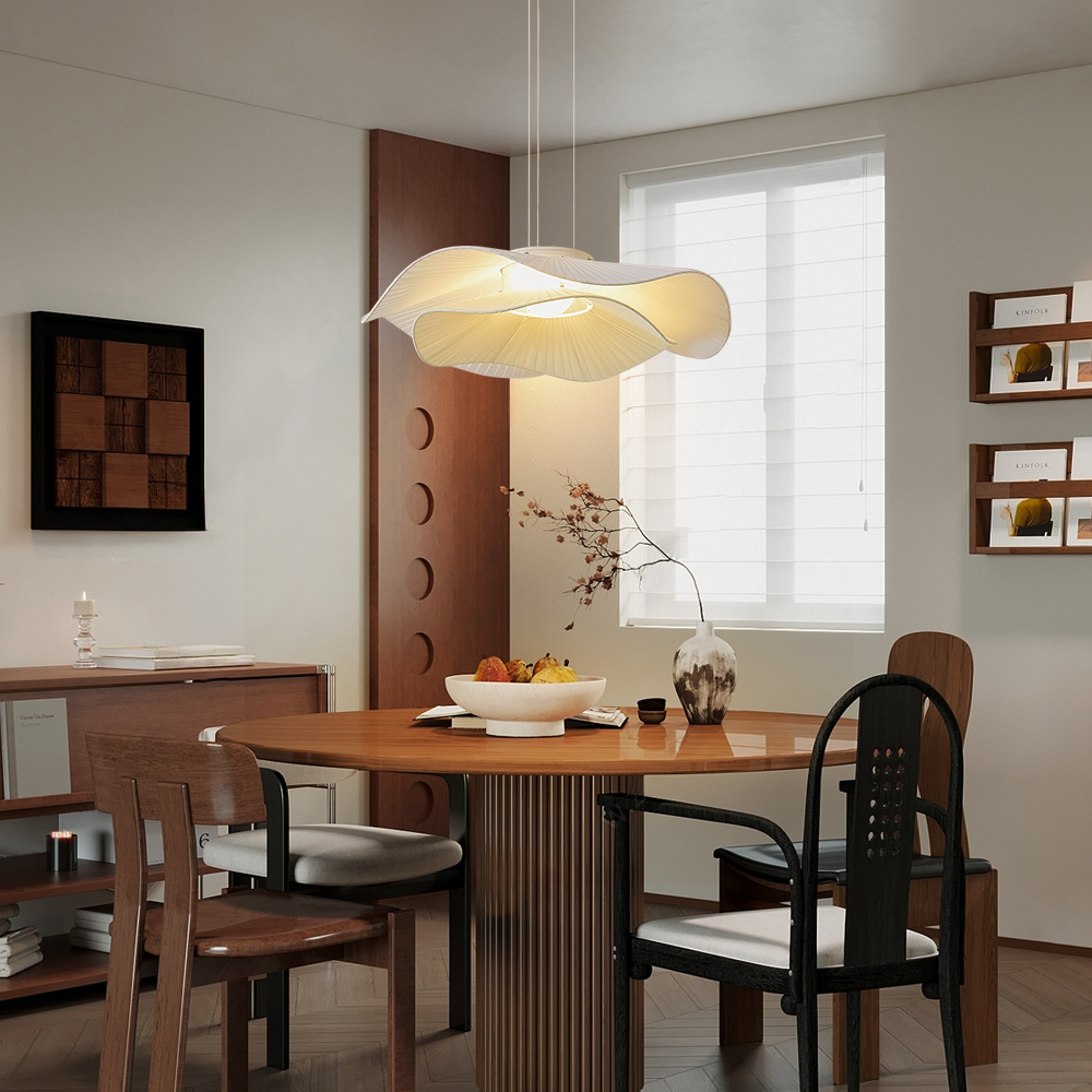 Modern French Style Double-layer Fabric Pendant Light for Dining Room