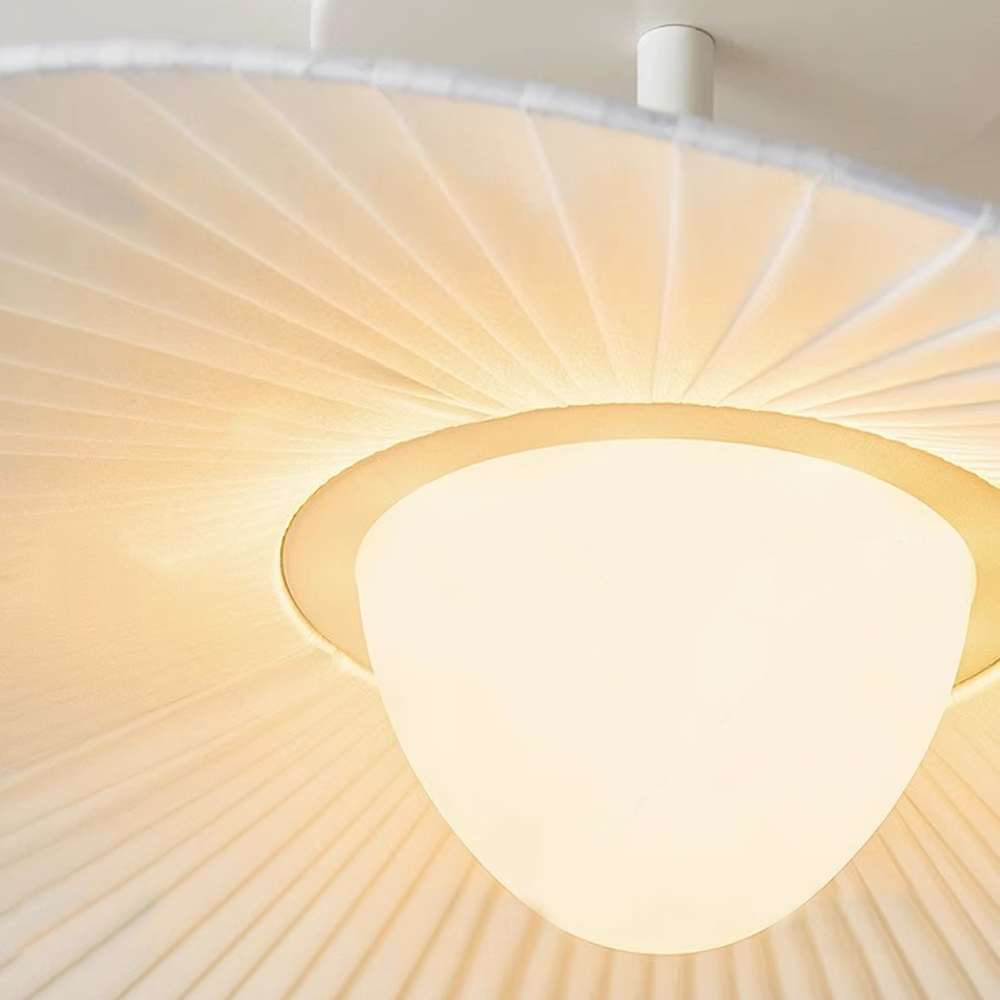 Modern French Style Double-layer Fabric Pendant Light for Dining Room