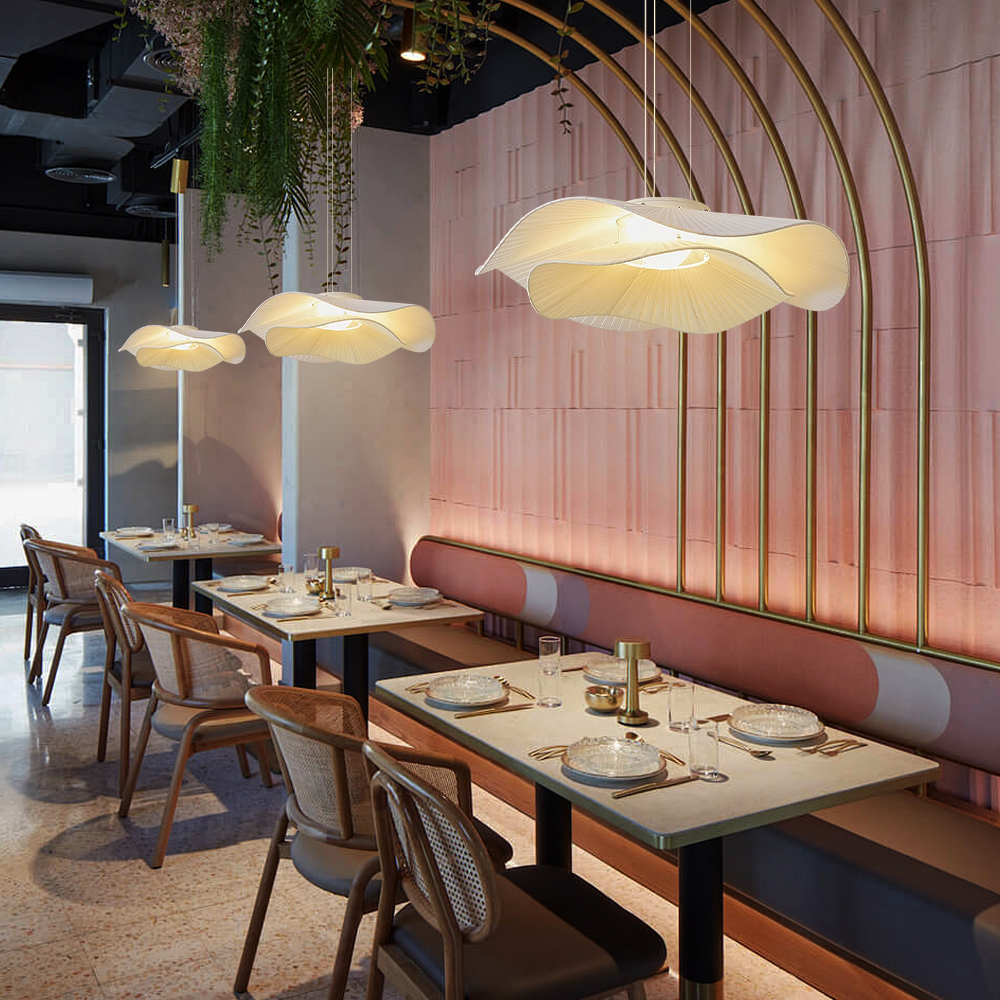 Modern French Style Double-layer Fabric Pendant Light for Dining Room