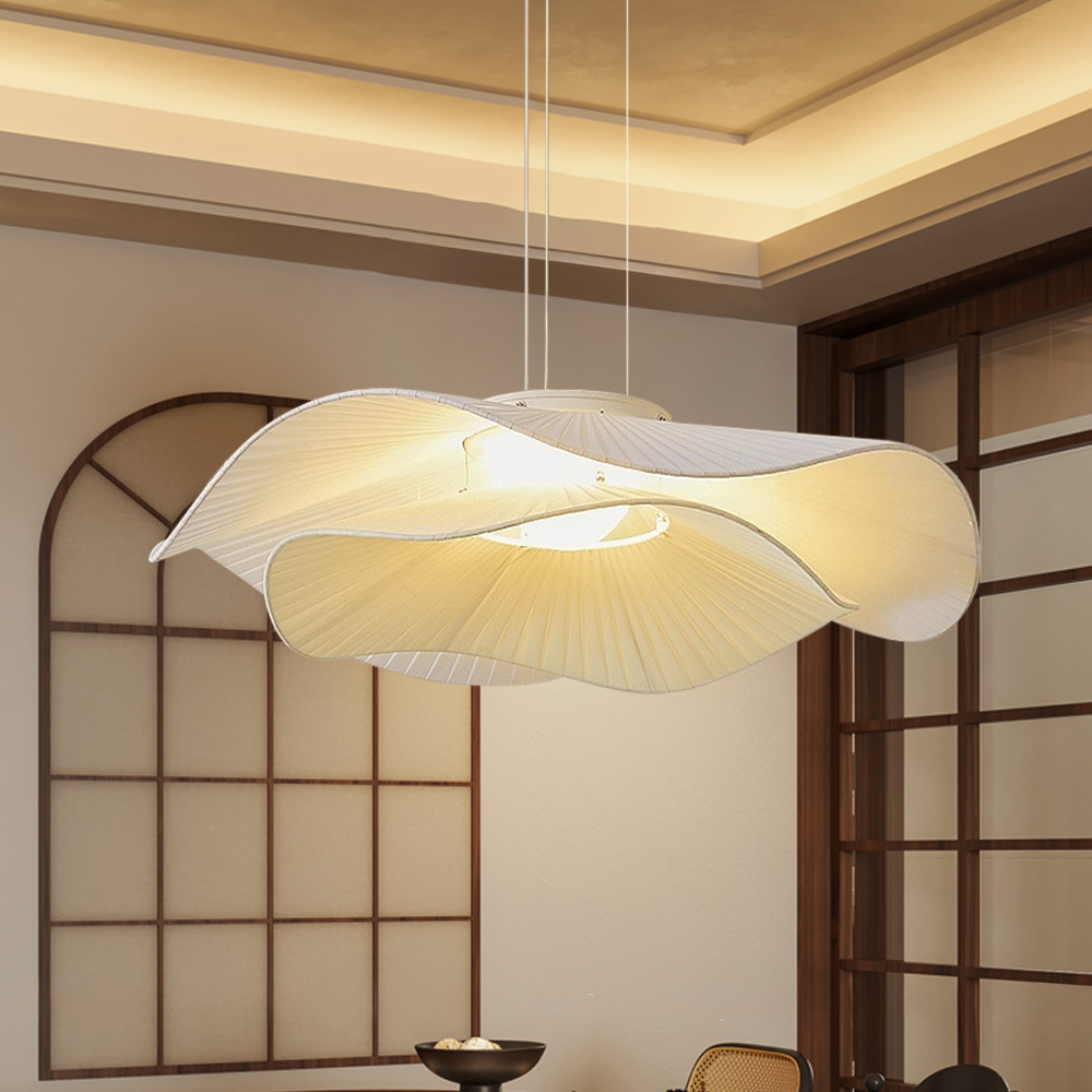 Modern French Style Double-layer Fabric Pendant Light for Dining Room