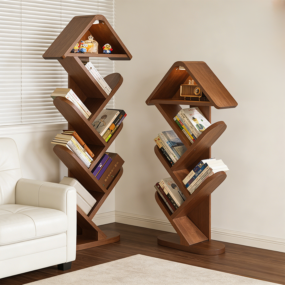 Solid Wood Tree-shaped Bookshelf Floor Shelf for Children's Bedroom
