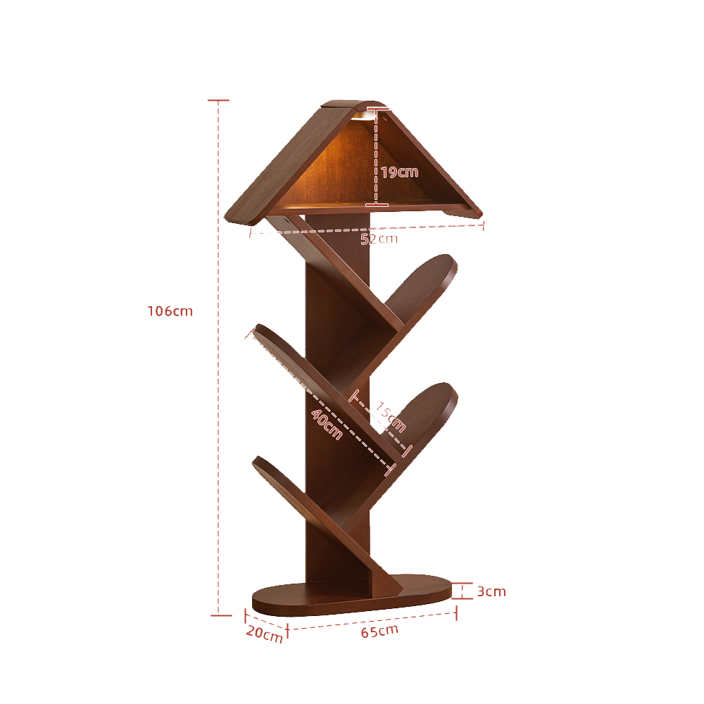 Solid Wood Tree-shaped Bookshelf Floor Shelf for Children's Bedroom