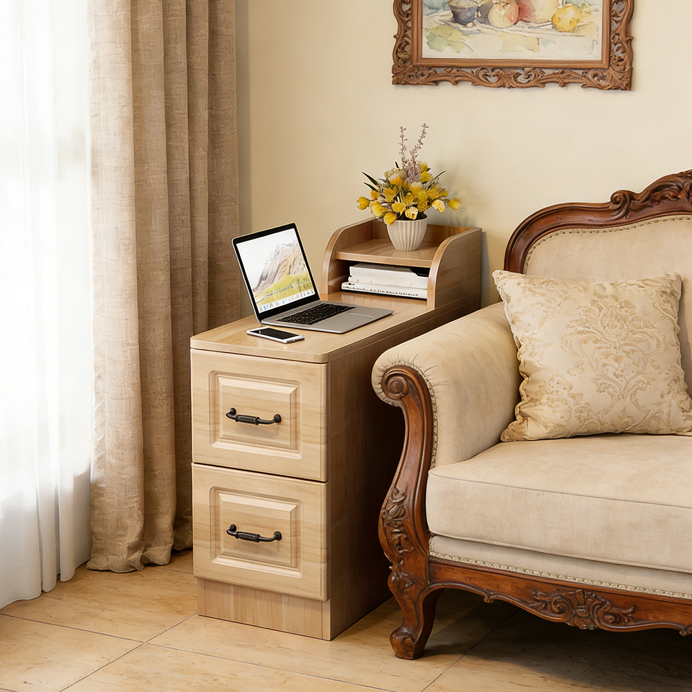 Living Room Sofa Side Storage Cabinet with Drawers End Table