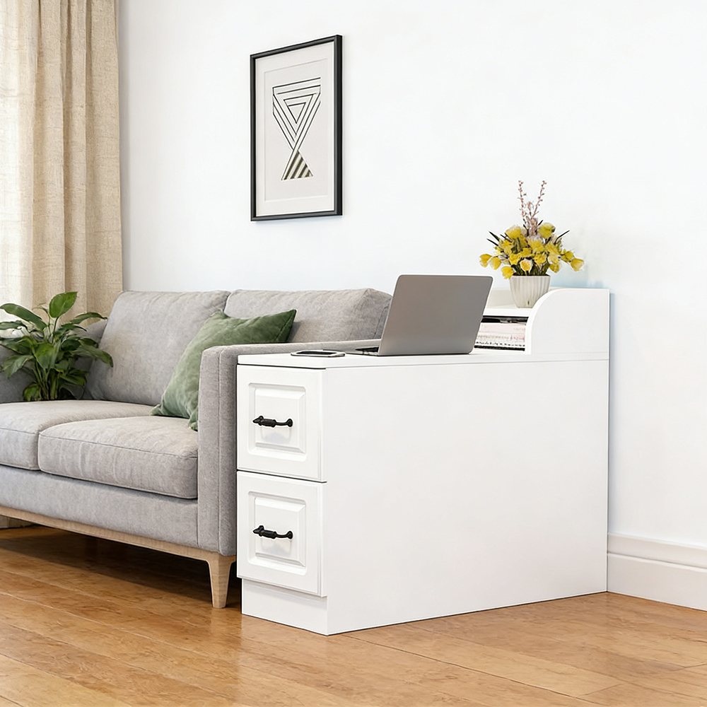 Living Room Sofa Side Storage Cabinet with Drawers End Table