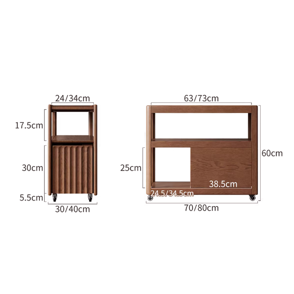 Solid Wood Sofa Side Table Side Cabinet Living Room Trolley Movable Table