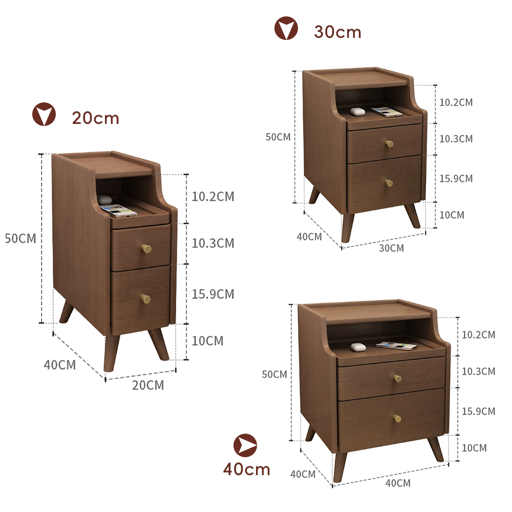 Mini Bedroom Solid Wood Nightstand Sofa Gap Slim Storage Cabinet
