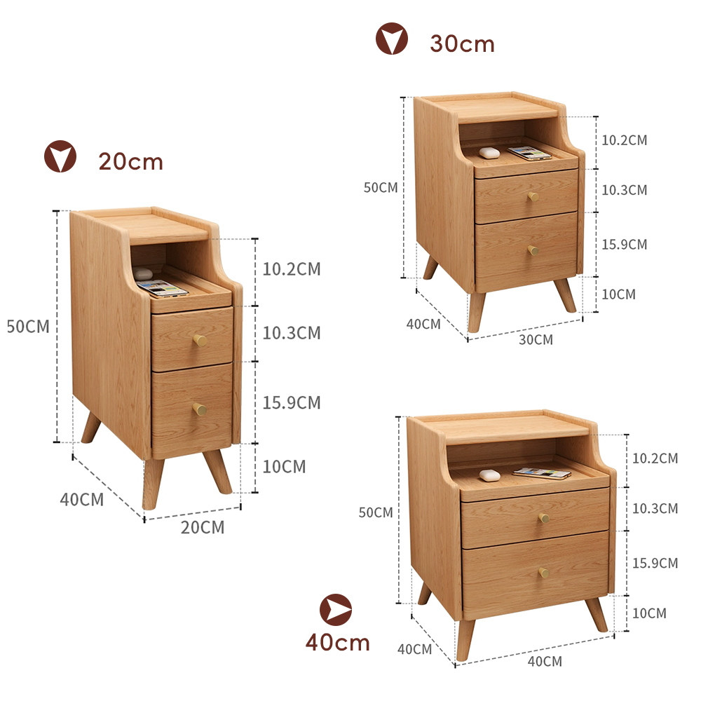 Mini Bedroom Solid Wood Nightstand Sofa Gap Slim Storage Cabinet