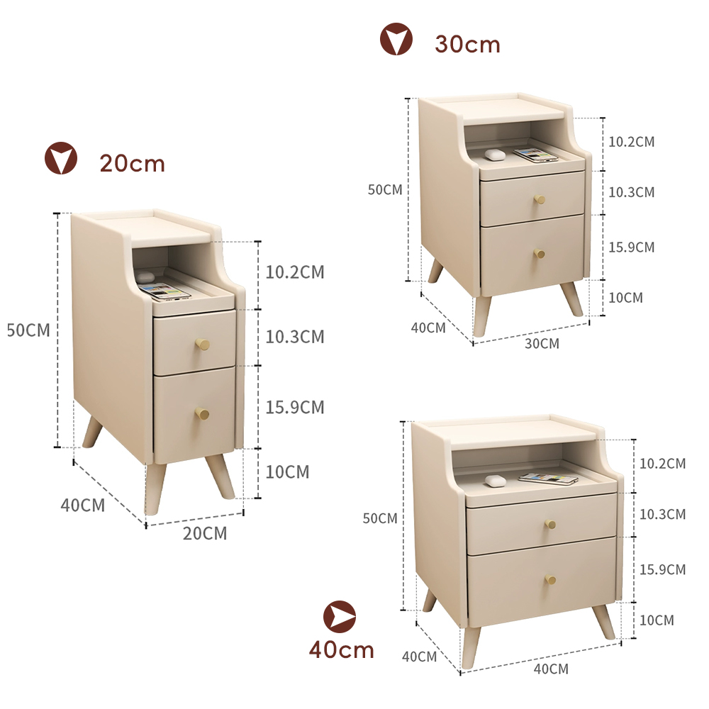 Mini Bedroom Solid Wood Nightstand Sofa Gap Slim Storage Cabinet