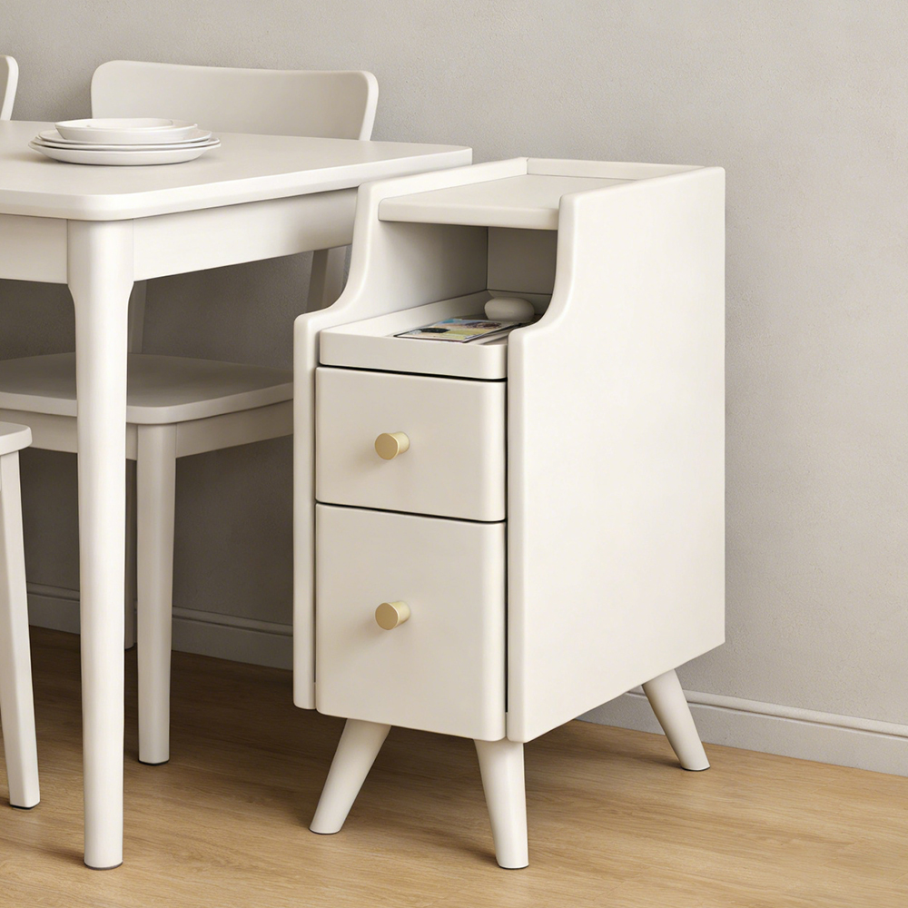 Mini Bedroom Solid Wood Nightstand Sofa Gap Slim Storage Cabinet