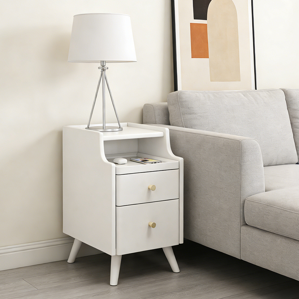 Mini Bedroom Solid Wood Nightstand Sofa Gap Slim Storage Cabinet