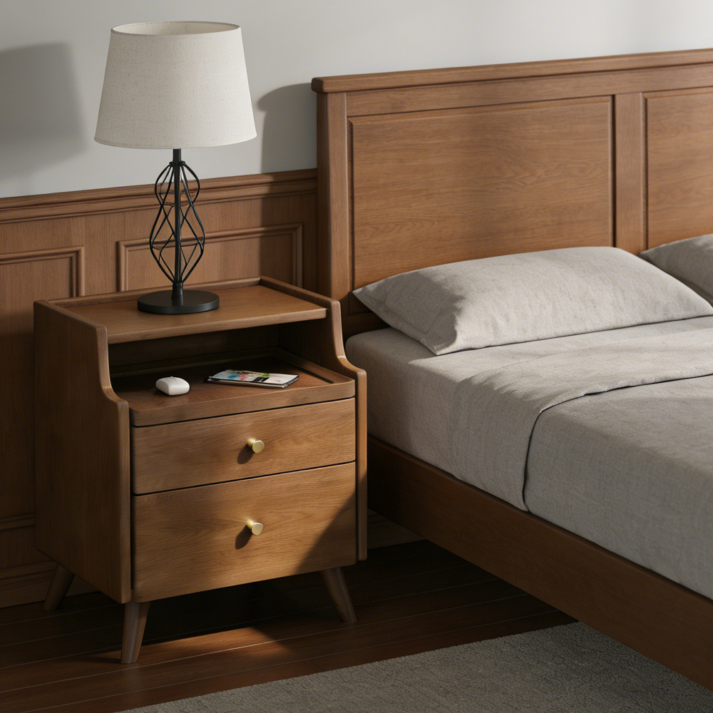 Mini Bedroom Solid Wood Nightstand Sofa Gap Slim Storage Cabinet