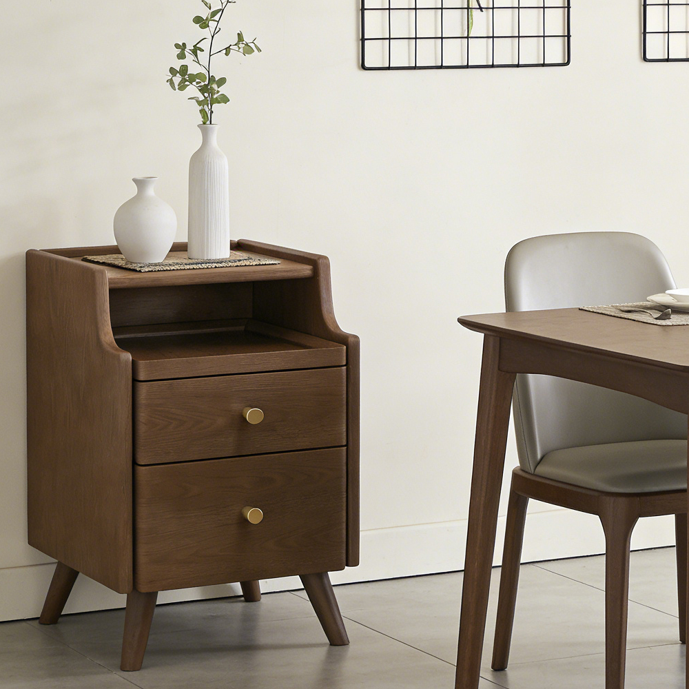 Mini Bedroom Solid Wood Nightstand Sofa Gap Slim Storage Cabinet