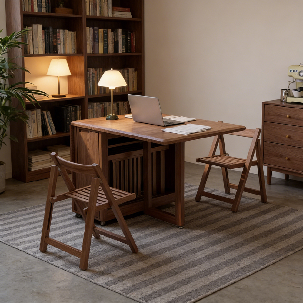 Solid Wood Folding Dining Table Small Apartment Rectangular Dining Table