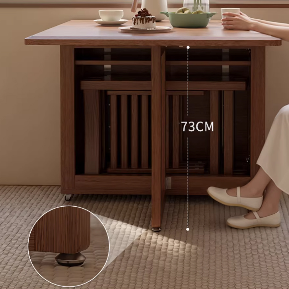 Solid Wood Folding Dining Table Small Apartment Rectangular Dining Table