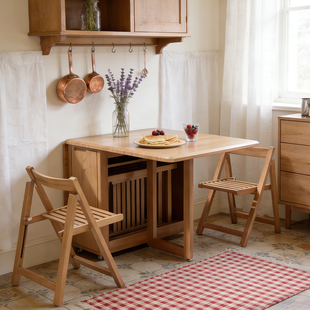 Solid Wood Folding Dining Table Small Apartment Rectangular Dining Table