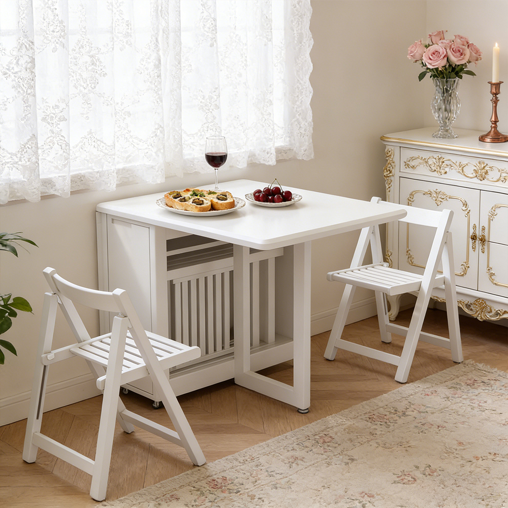 Solid Wood Folding Dining Table Small Apartment Rectangular Dining Table