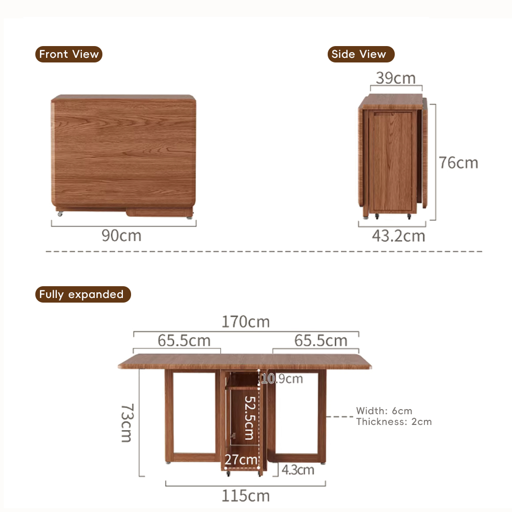 Solid Wood Folding Dining Table Small Apartment Rectangular Dining Table